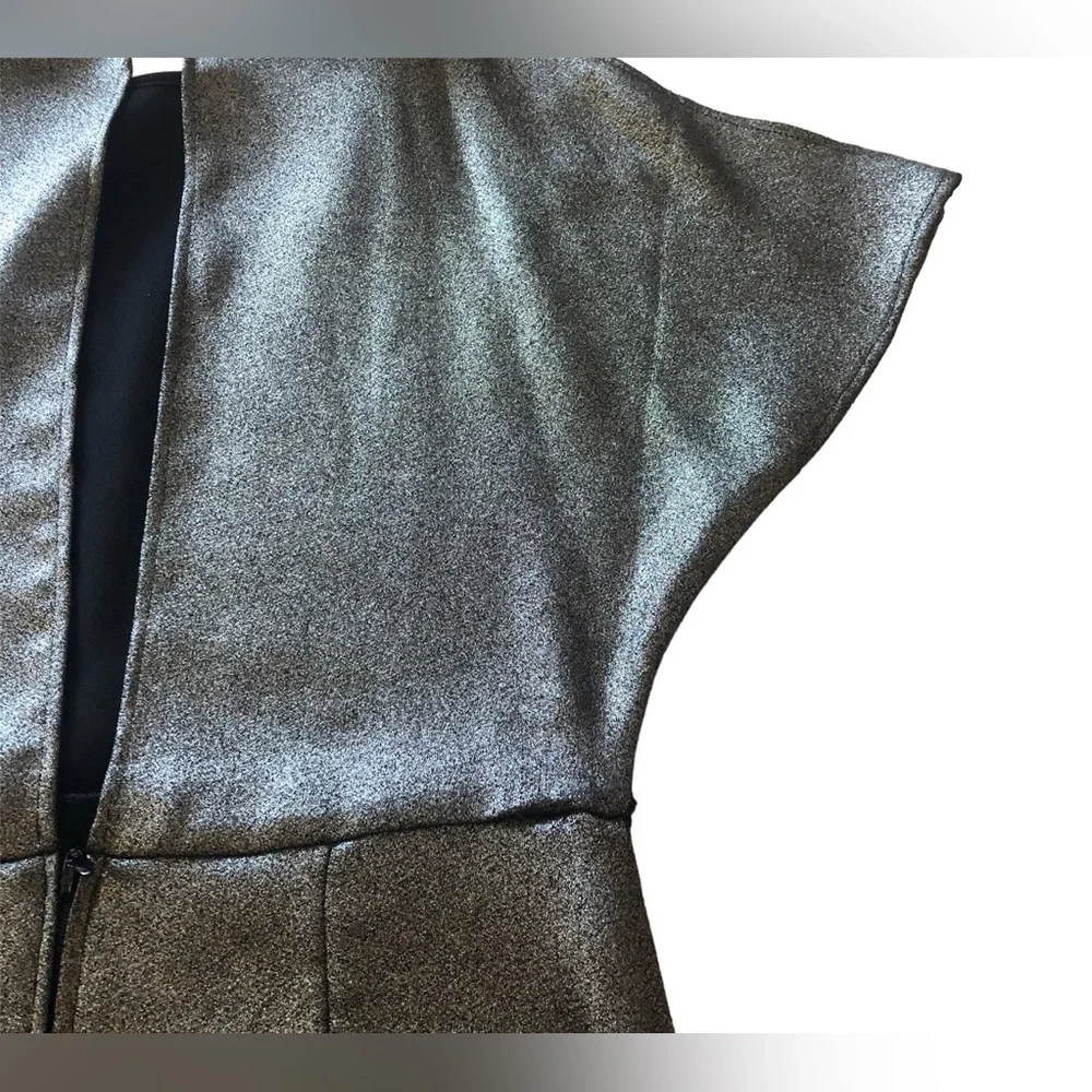 H&M Ladies Black & Silver Glitter Slit Cap Sleeve Fitted New Years Eve Dress - Picture 10 of 11